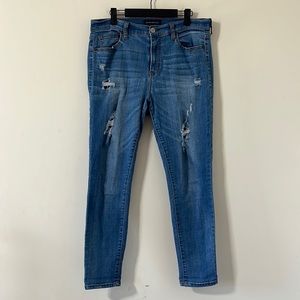 Aeropostale High Waisted Ankle Medium Wash Distressed Denim Jeans Size 12